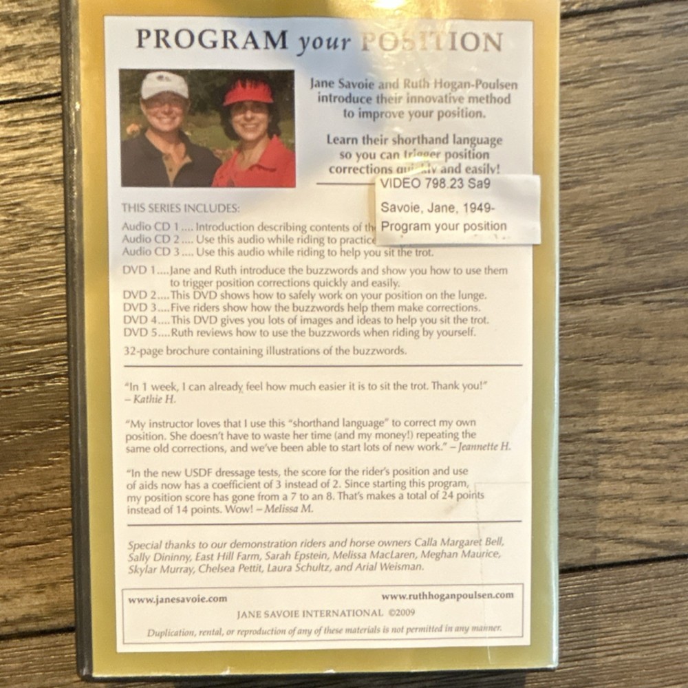 Jane Savoie International Program Your Position Training Kit 3 CDs 5 DVDs Ex lib