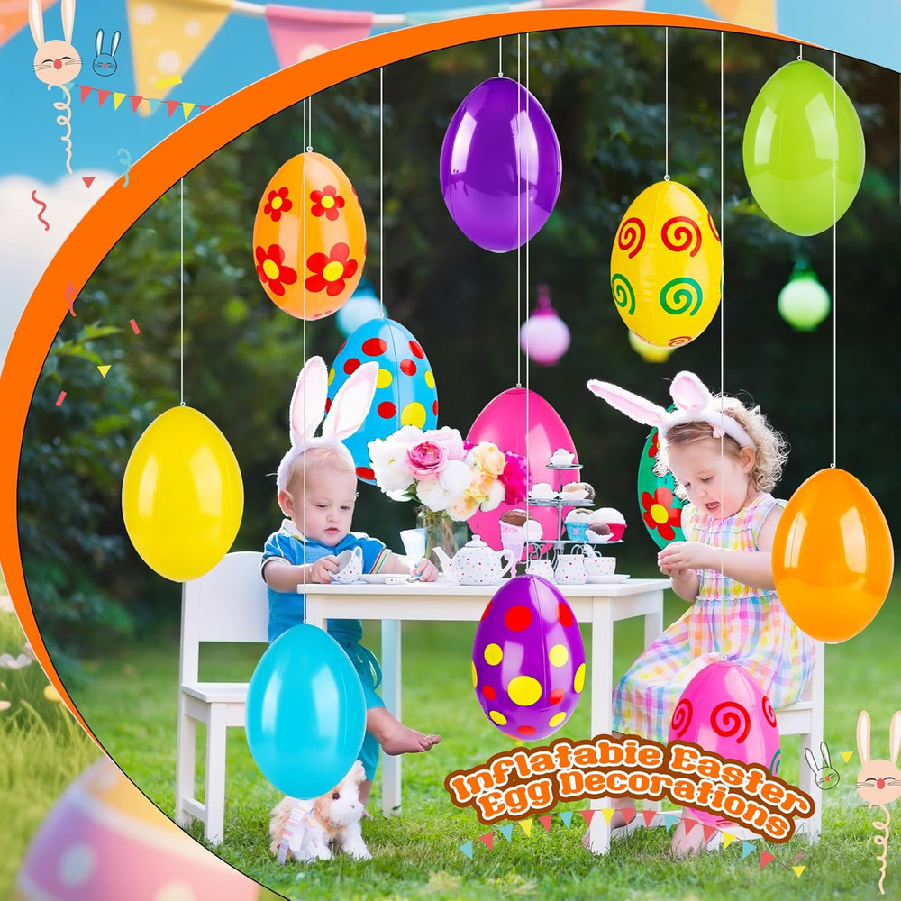 12 Pack 16 Inch Inflatable Easter Eggs Large Colorful Easter Egg Inflatables Blo