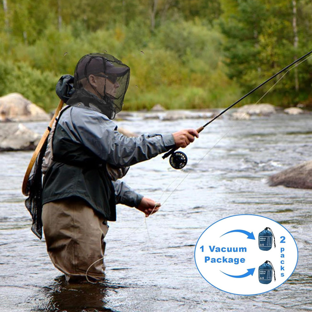 2-Pack Mosquito Head Net | Extra Large Bug/Fly Protection for Hiking & More