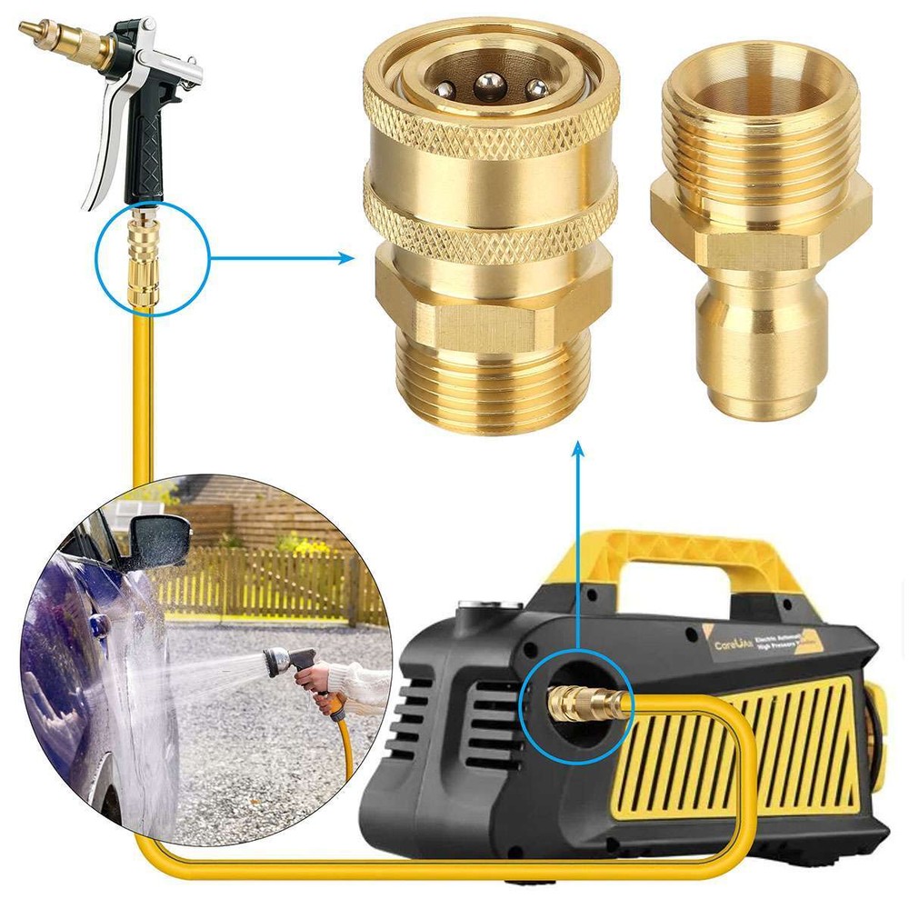 3/8" M22 Brass Pressure Washer Quick Release Connect Fitting Coupling Adapter