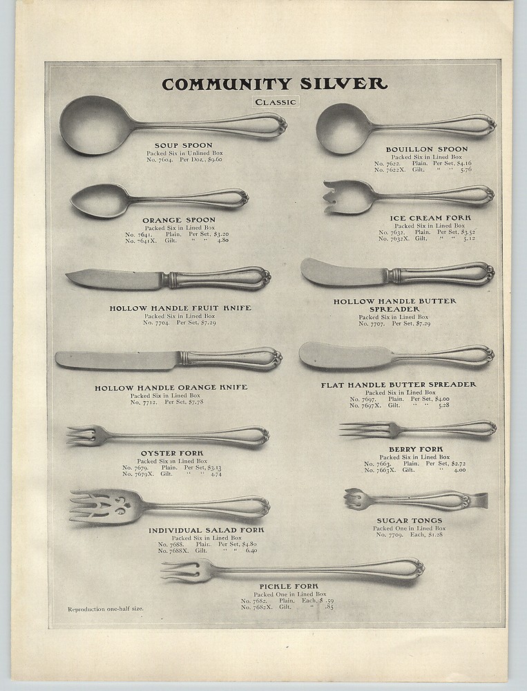 1908 PAPER AD 4 PG Community Sterling Silver Silverware Classic Pattern Design