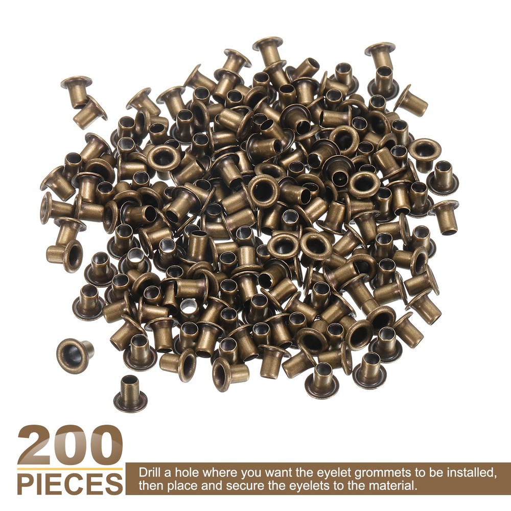 200Pcs Grommets Eyelets Kit 2mm Brass Eyelets, Brown