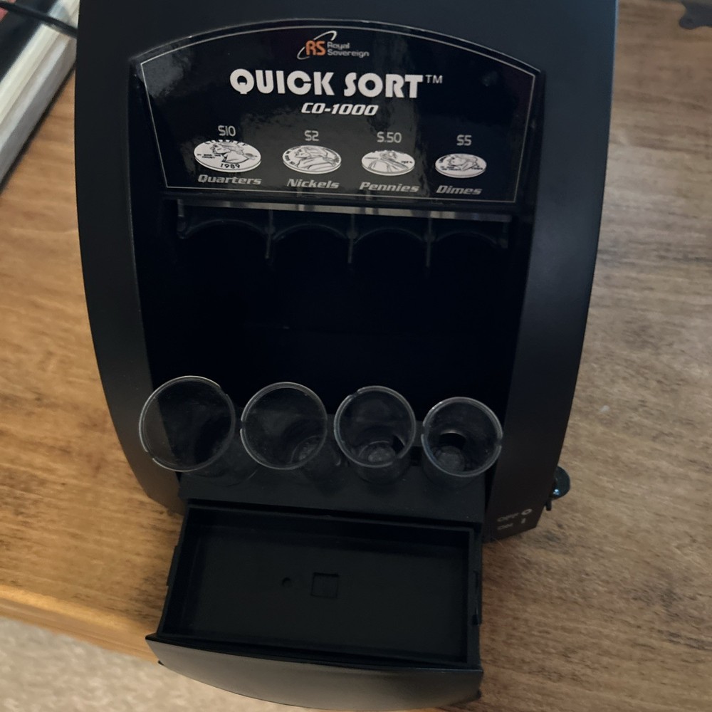 Quick Sort CO-1000 Coin Sorter With Tubes + Overflow tray