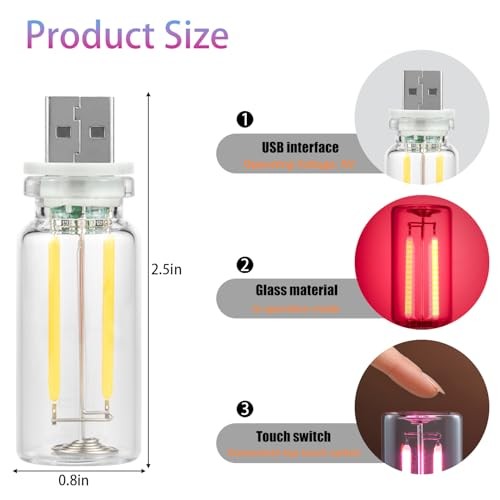 2 Pack Car LED Lights Interior, USB Light for Car Decor & 2 pack purple