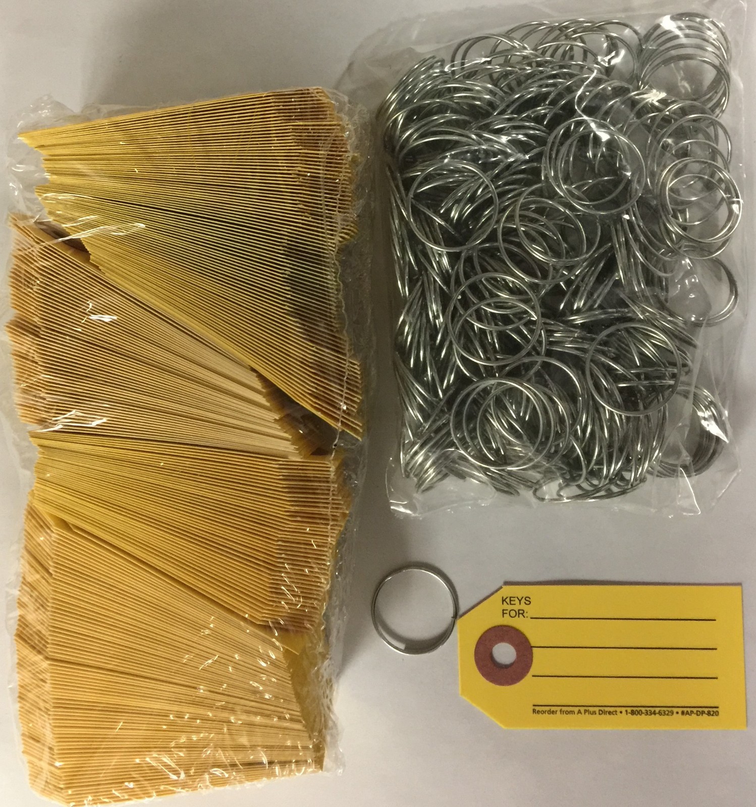 Reinforced Yellow Paper Key Tag w/ Key Rings (P4)