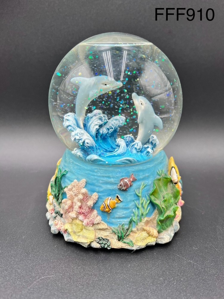 Magical Dophin with Waves Snow Globe , Ocean life base