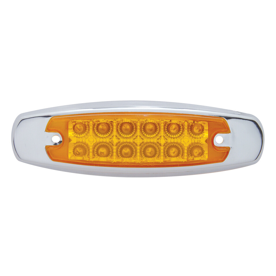 12 LED Reflector Rectangular Clearance/Marker Light - Amber LED/Amber Lens