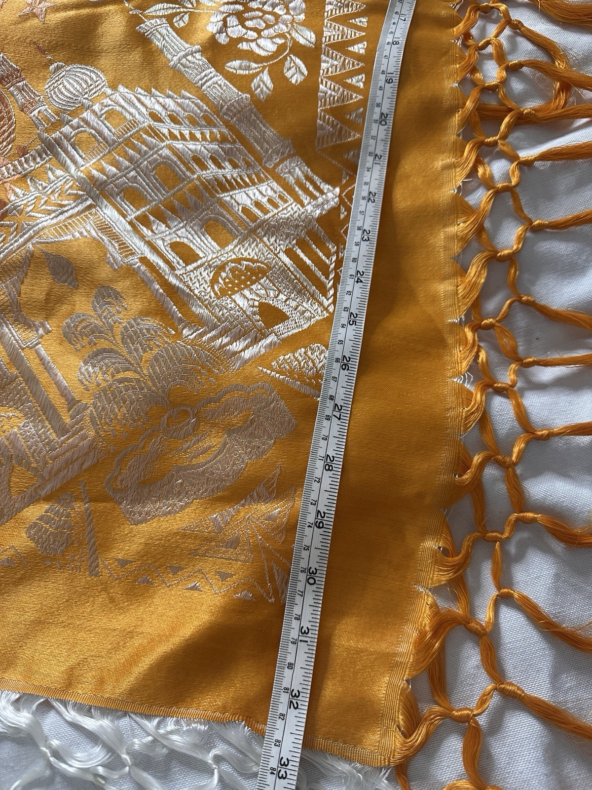 1950s Vintage Taj Mahal WWII Silk Stain Piano Shawl Woman Floral Scarf 100cm