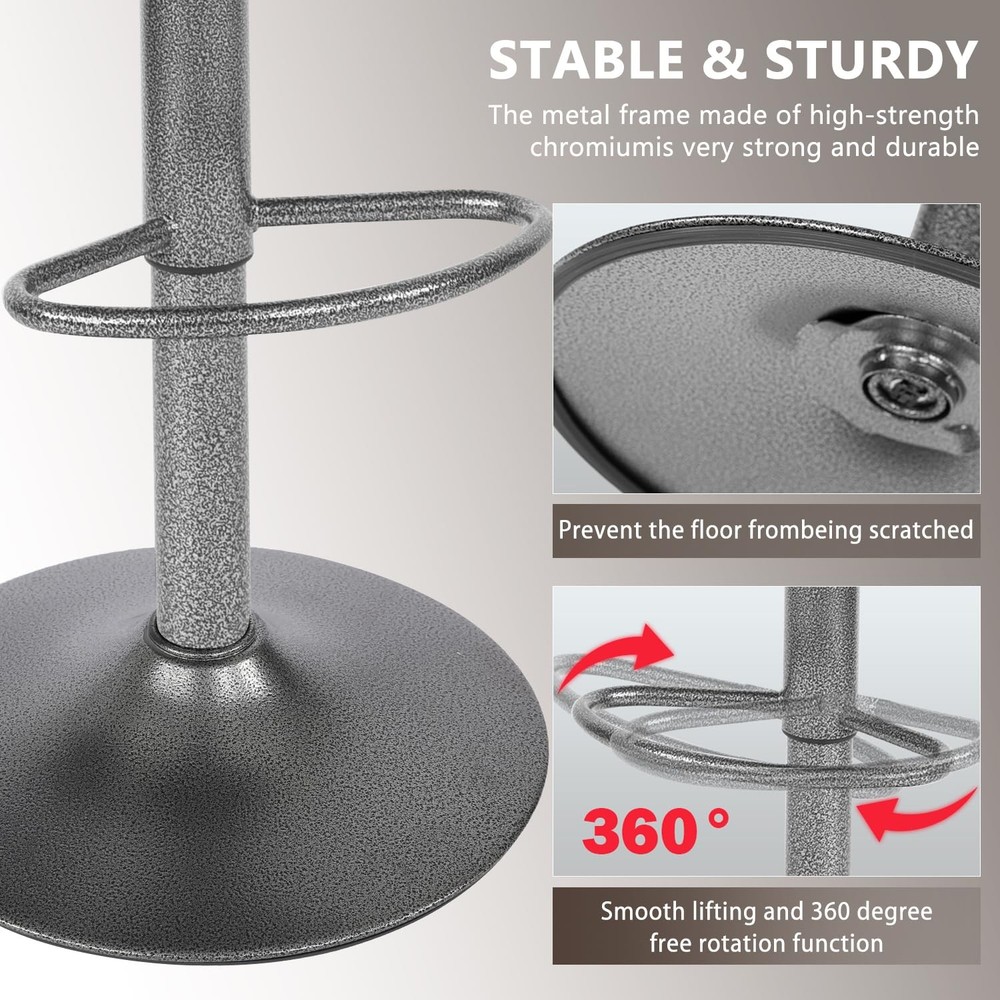 Armless Height Adjustable Swivel Barstools Set of 2