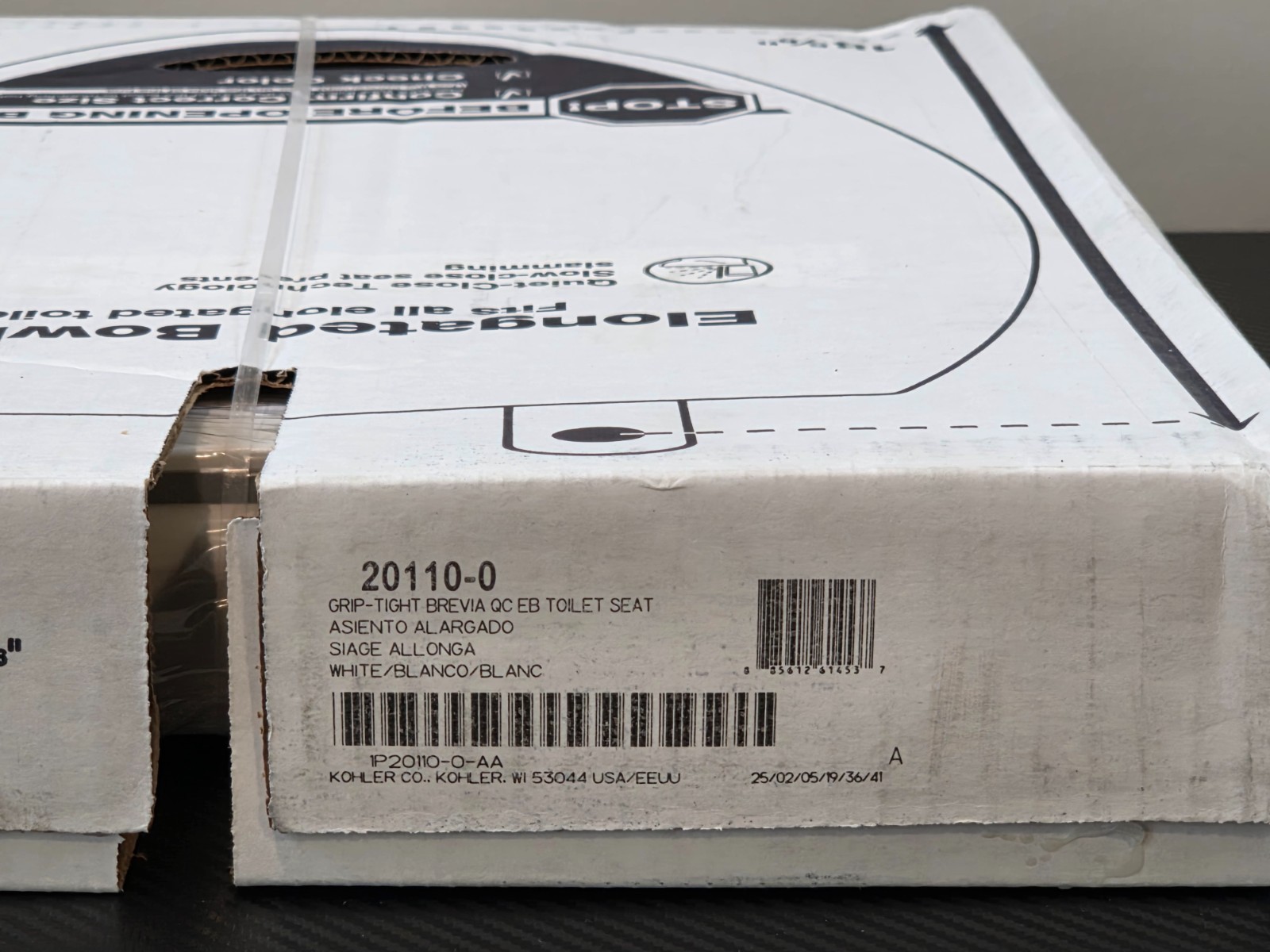 Kohler 20110-0 Grip-Tight Brevia Quiet-Close Elongated Toilet Seat White