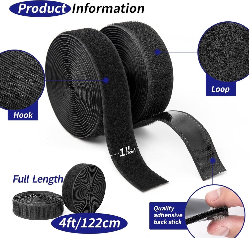 4ft x 1 in. Hook and Loop Rolls Sticky Back, Double-Sided Command Adhesive St...