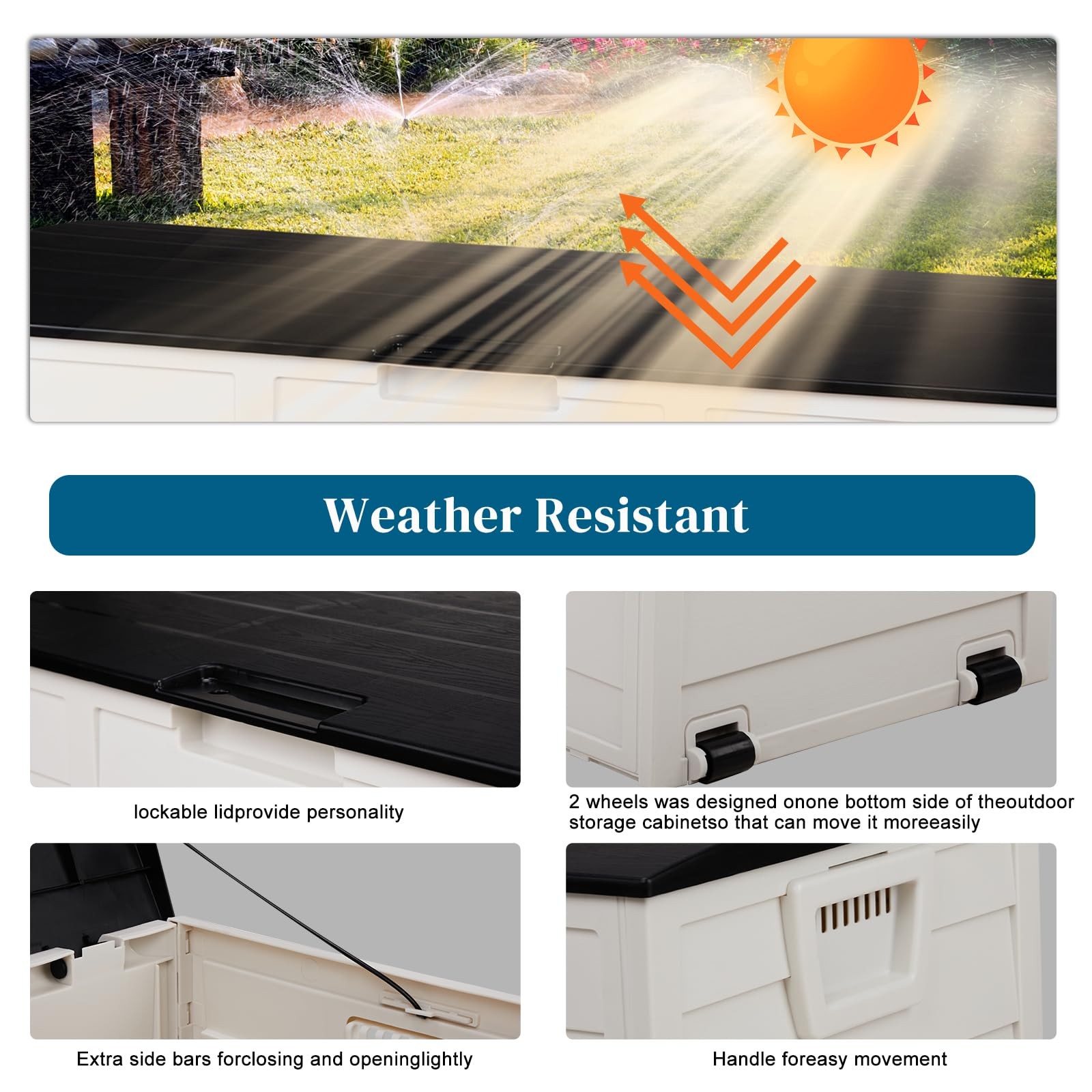 75 Gallon Resin Outdoor Deck Box, 75 Gallon Patio Storage Box with Side Handl...