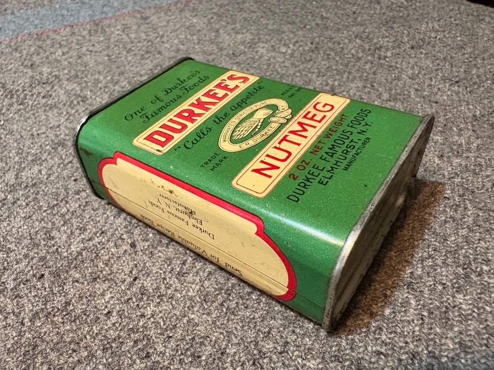 Vintage Original DURKEE'S 2 oz Nutmeg Tin good condition