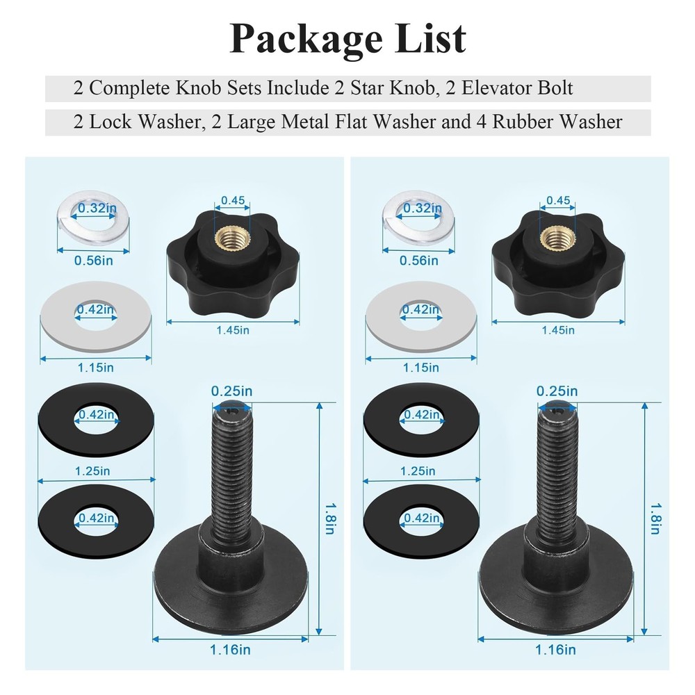 2 Set 254A0001 Tonneau Cover Clamp Service Kit - Elevator Bolt Black