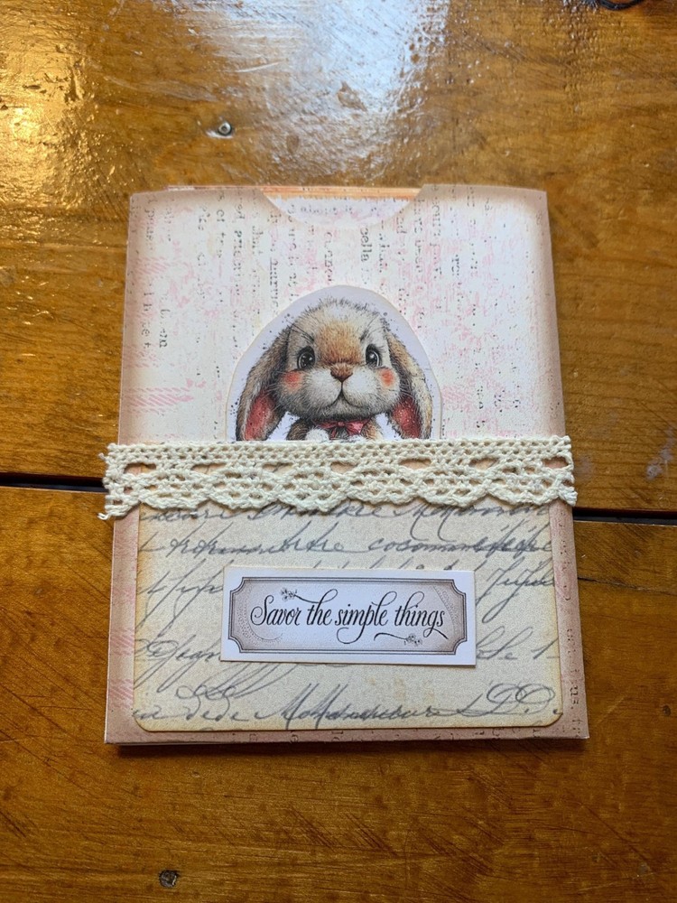 Easter Bunnies Junk Journal Pocket with Ephemera