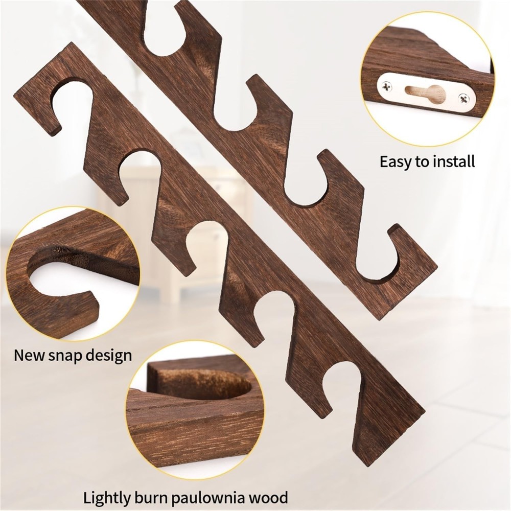 3PCS Wall Mounted Hat Rack for Baseball Caps - Vertical Organizer Brown-3pack