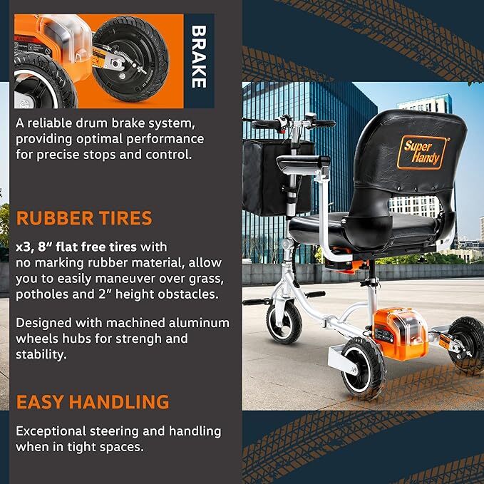 SuperHandy 3 Wheel Folding Mobility Scooter Electric Long Range - Scratch & Dent