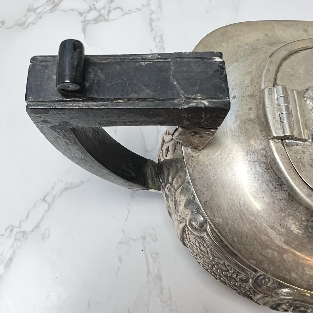 Antique Victorian Repousse Teapot Silver Plate Silverplate Tea