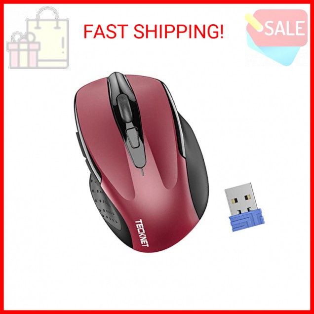 TECKNET Wireless Mouse, 2.4G Ergonomic Optical Mouse, Computer Mouse for Laptop,