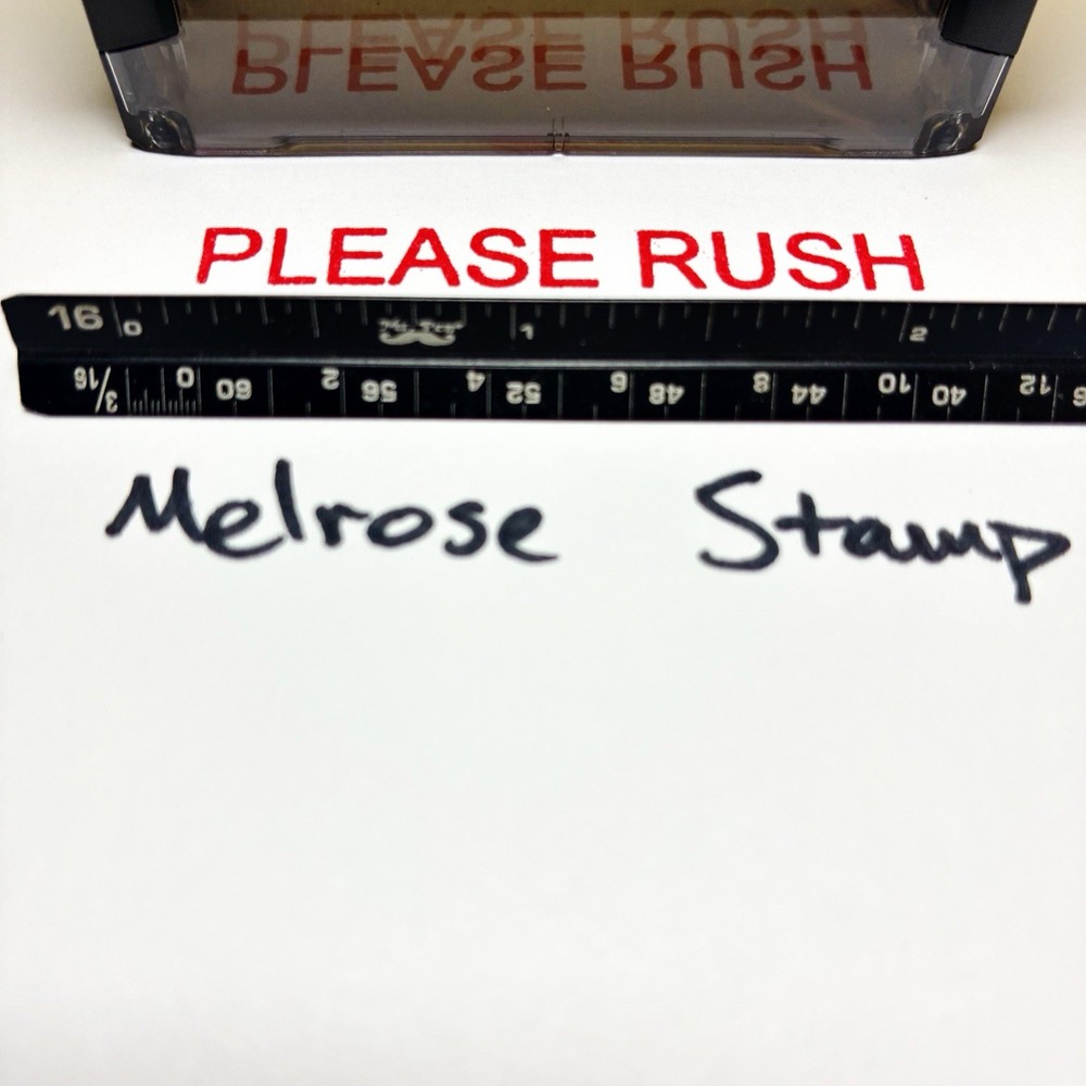 Please Rush Rubber Stamp Red Ink Self Inking Ideal 4913