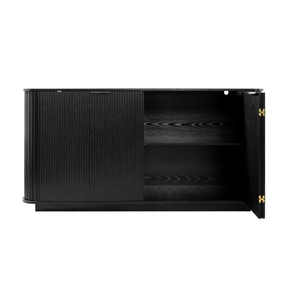 63"Wavy Storage Sideboard, Double-Door Buffet Cabinet with Adjustable Shelves