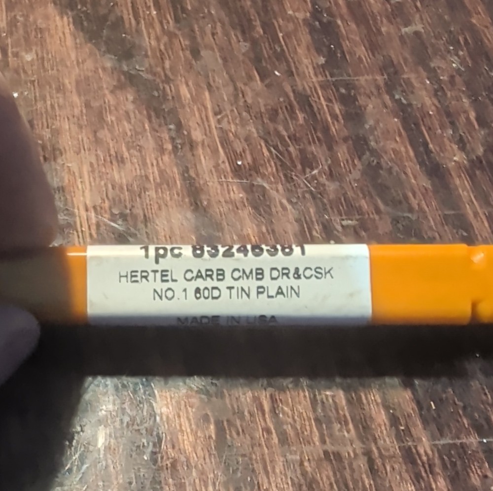 Hertel Carbide Combination Drill & Countersink No.1 60D TiN Plain