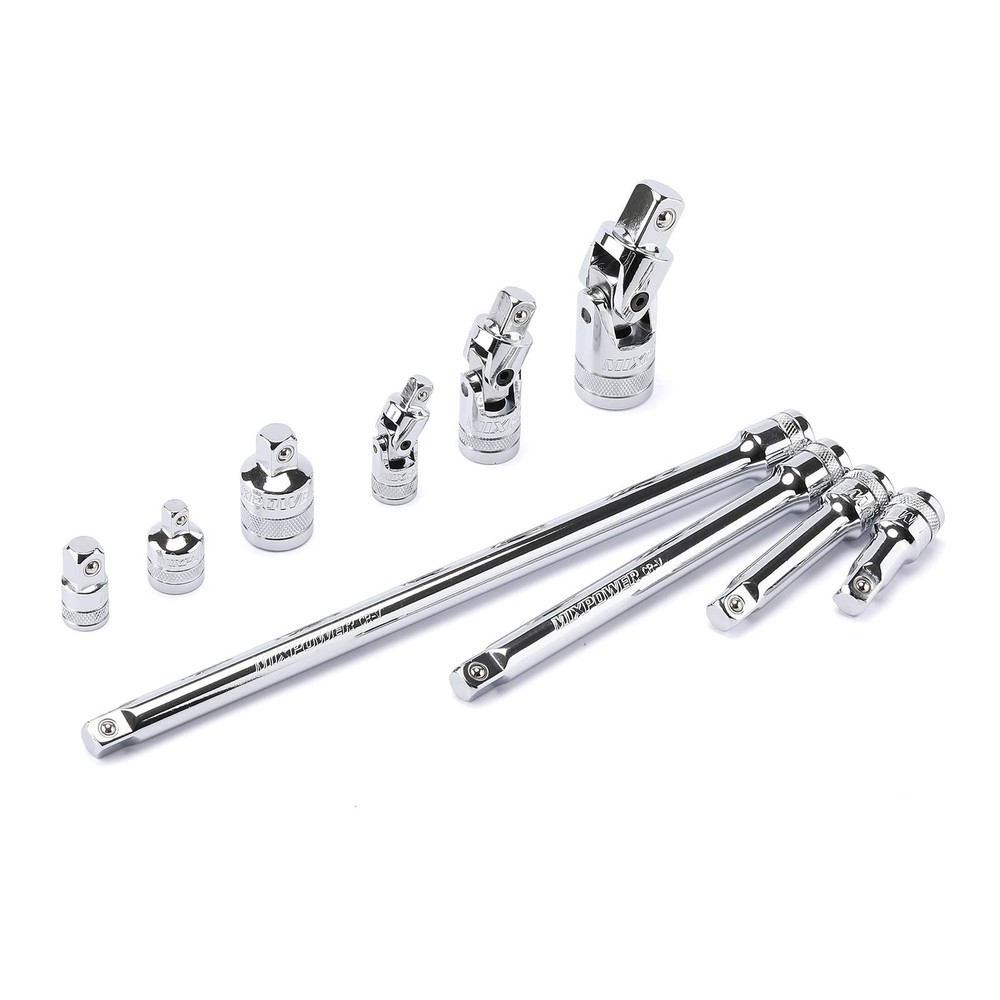10-Piece Drive Tool Accessory Set - Socket Adapters, Extension Bars, Universal J