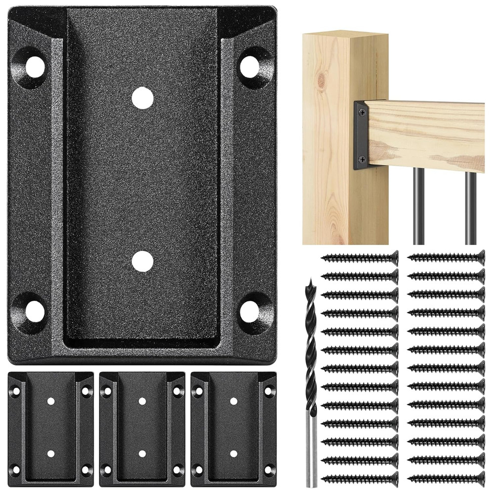 4Pcs ADC-12 Aluminum Deck Railing Bracket, Deck Railing Connectors for 2"X4" (Ac
