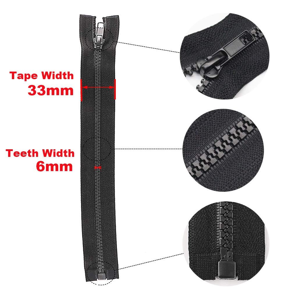 2pcs 36" #5 Separating Jacket Zippers Black Molded Plastic Sewing Coats