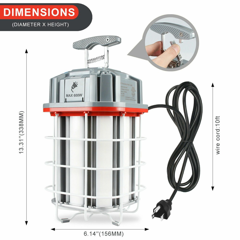 150W LED Temporary Work Light 5000K Linkable Construction Lights with 10ft Cord