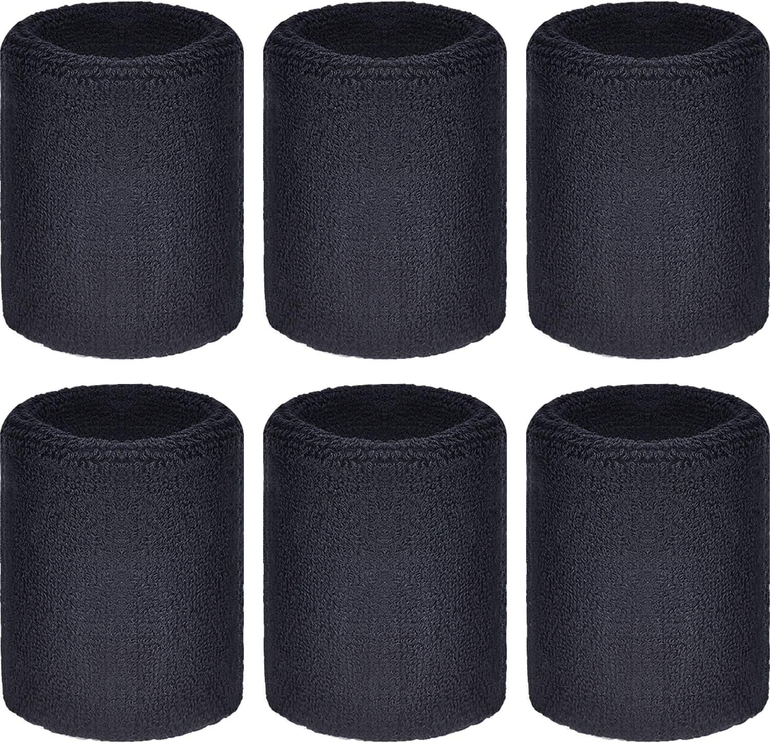 6 Pack Wrist Sweatbands Tennis Wrist Bands Absorbent Sweatbands for Football Bas