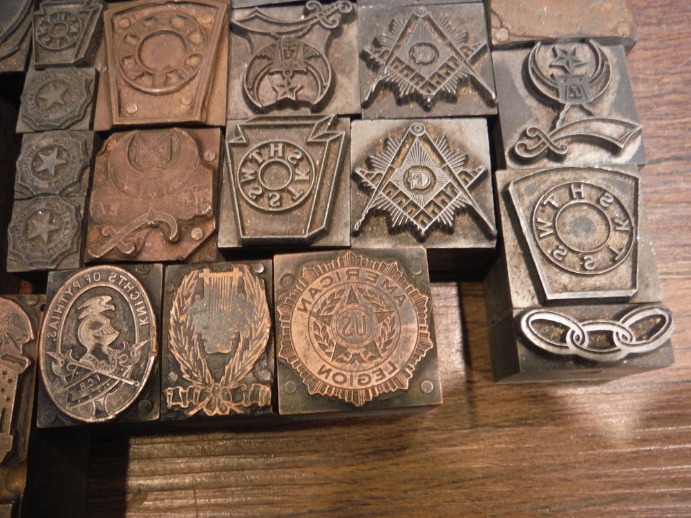 25 Masonic Vintage Letterpress Printer's Blocks
