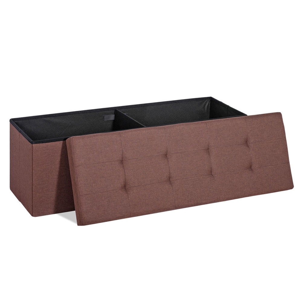 43" Folding Storage Ottoman Bench Storage Chest Soft Footrest Stool Spacious