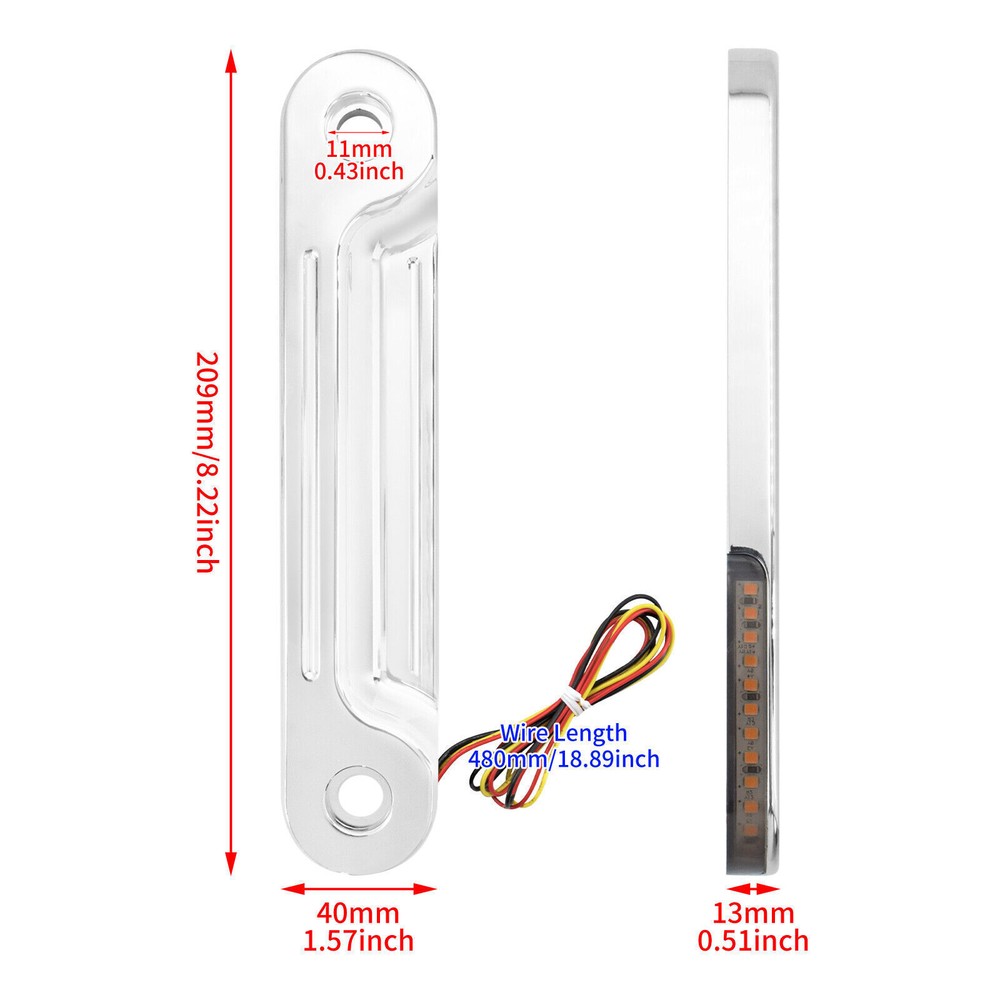 Flush Fork LED Turn Signals Running Light Chrome Bracket For Harley FLHX FLHR