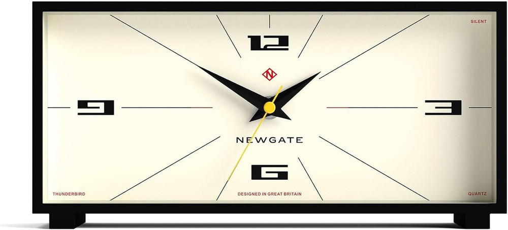 ® Thunderbird Desk Clock | Retro Contemporary Rectangular Design | Black | Moder