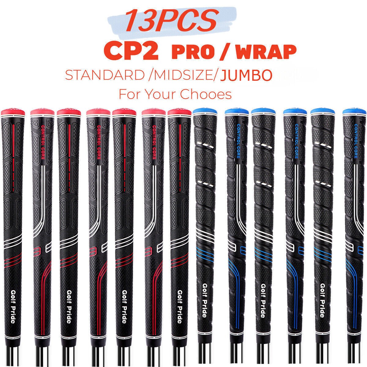 13PCS CP2 Pro / Wrap Golf Pride Blue Red Standard / Midsize /Jumbo Golf Grips