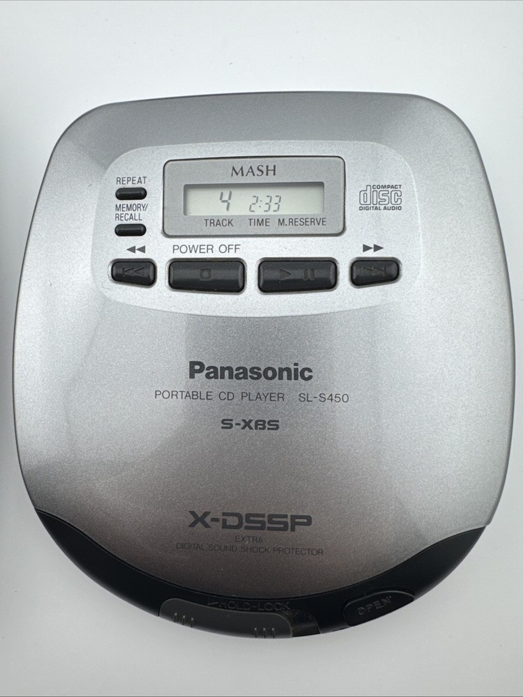 Panasonic SL-S450 Portable CD Player WORKING/ Extra Batt Pack, Cord And Case!