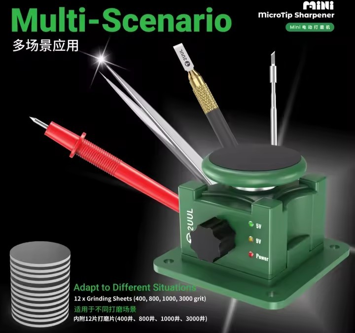 2UUL DA79 Mini MicroTip Sharpener Electric Grinder Tweezers Metal Tip Polish