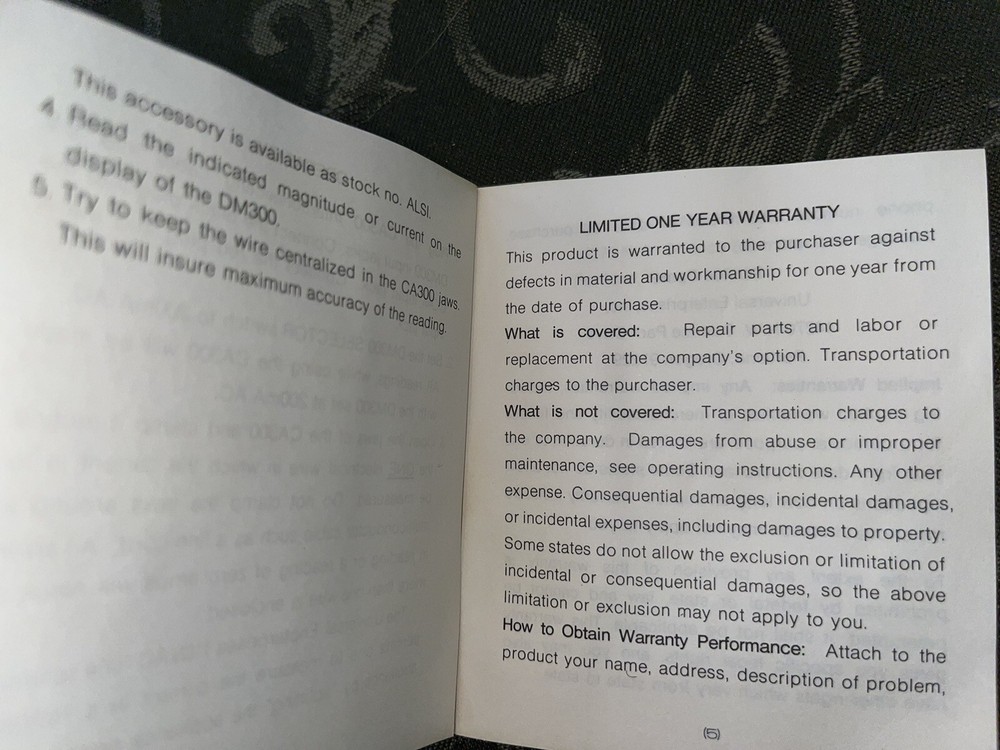 VTG Universal Enterprises Clamp On Current Probe Accessory W/ Case & OpBook