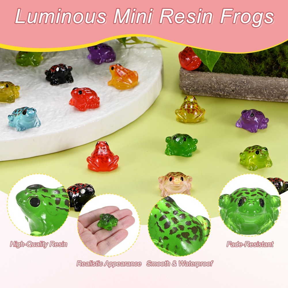 60-Pack Luminous Mini Resin Frogs, Tiny Frog Figurines [Cyan]