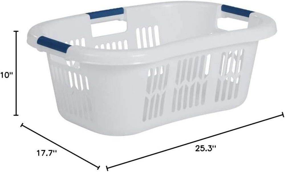 Rubbermaid Large Hip-Hugger Laundry Basket/Hamper, 1.5-Bushel, White, Stackable