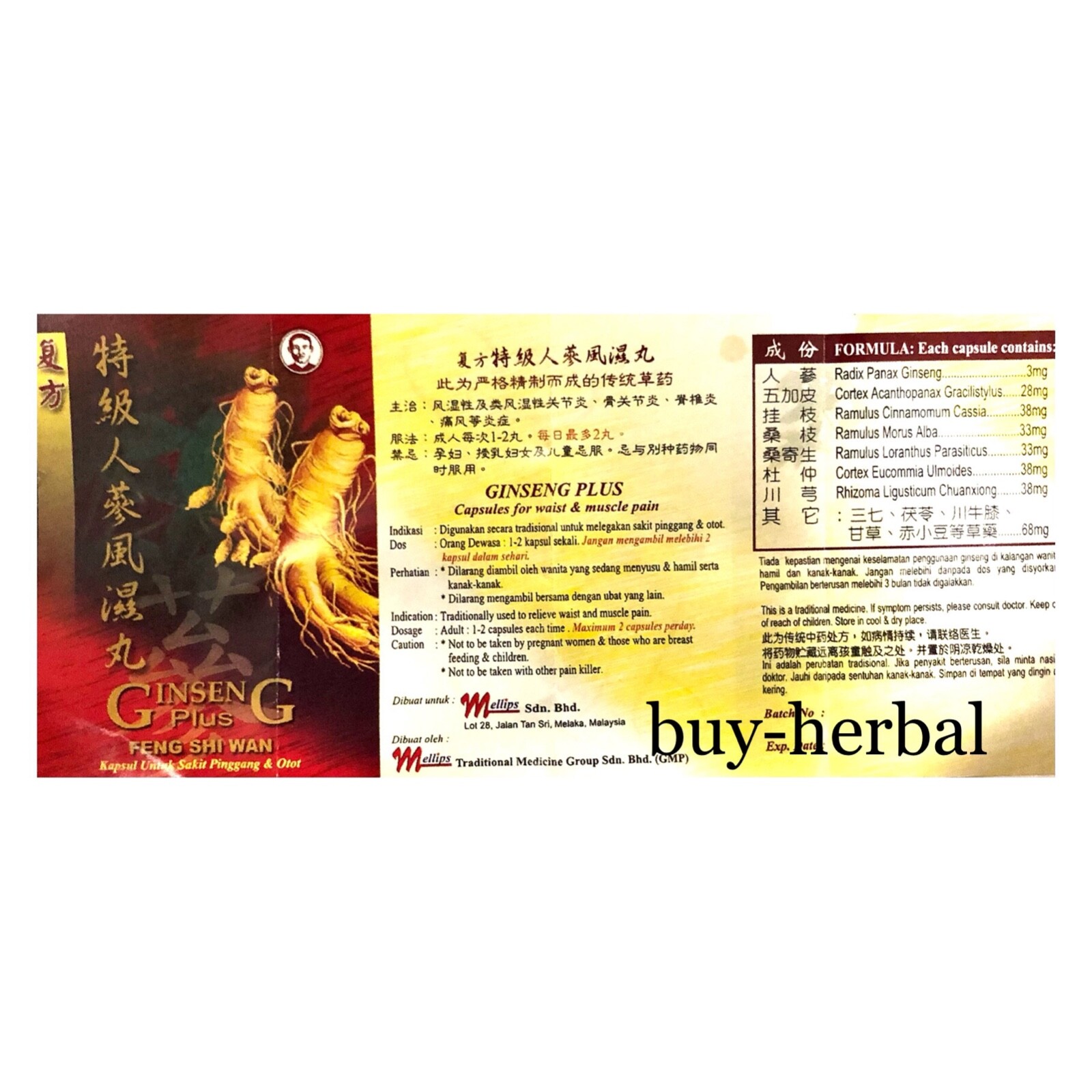 Ginseng Plus Feng Shi Wan for Rheumatism, Arthritis (Fast ship $3.95 within USA)