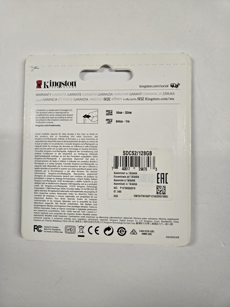 Kingston Micro SD 128G 100MB/s Canvas Class 10