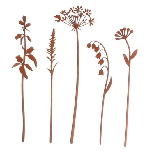Retro-Style Metal Garden Stakes – Elegant Floral Decor for Outdoor Spaces,