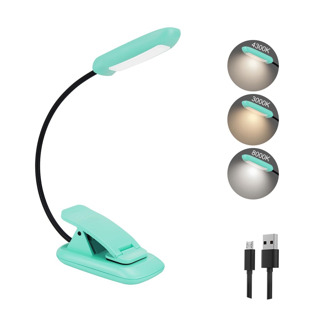 Rechargeable Book Reading Light, Portable Bendable Neck, Brightness Adjustabl...