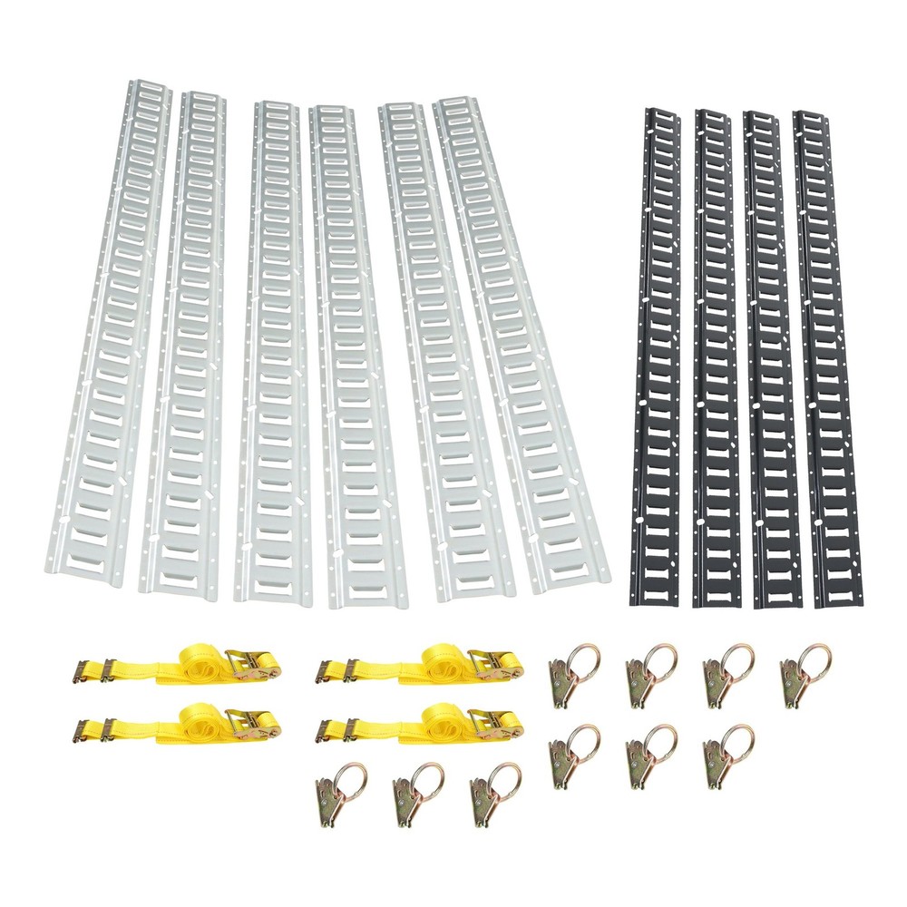 Carbon Steel Silver Black Replacement 24 Pack 5' E Track Tie Down Rail Kit