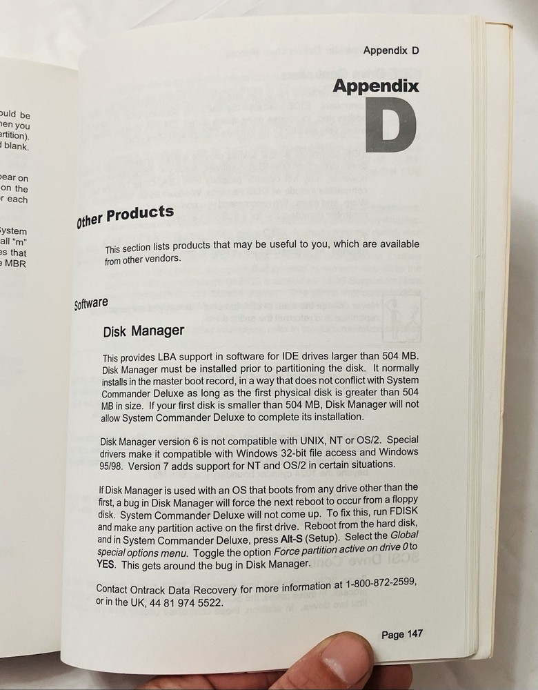 System Commander Deluxe User Manual VCOM Partitioning Guide Windows Linux (1998)