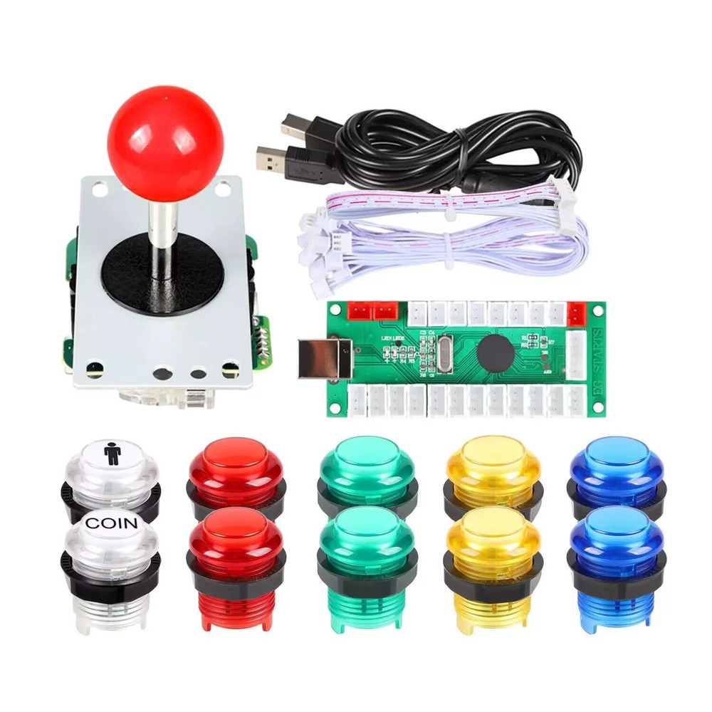 Arcade Buttons  1 Player DIY Kit Joystick 5V LED Arcade Button for A...