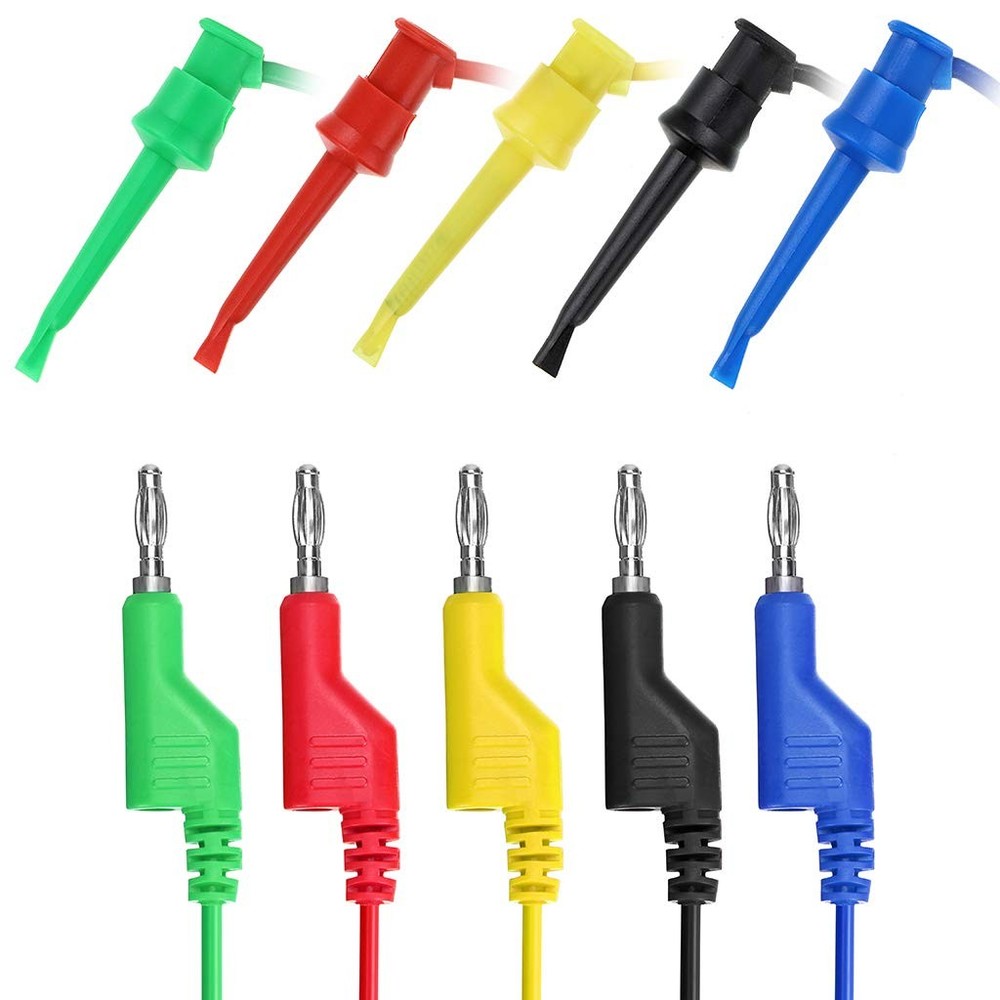 39 Inch Multimeter Test Lead Set 5 Pcs Stackable Banana Plug To Test Hook Wire C