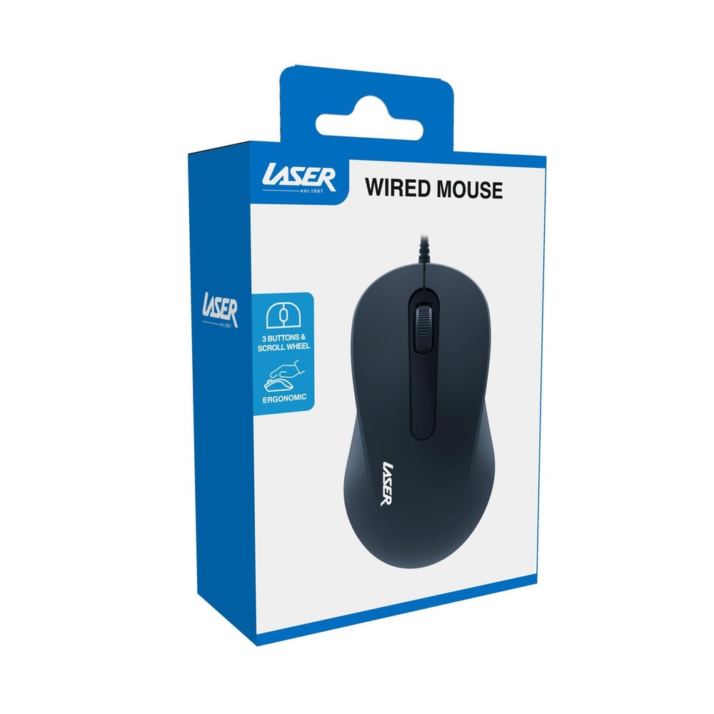 Laser Ergonomic USB Wired Mouse for PC Laptop Mac Windows Linux 1000DPI